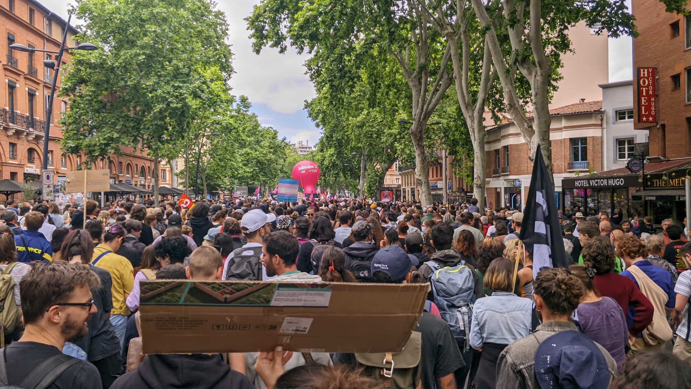 Photo du cortège de la manif. 250 personnes selon la préfecture. 16 millions selon les syndicats.